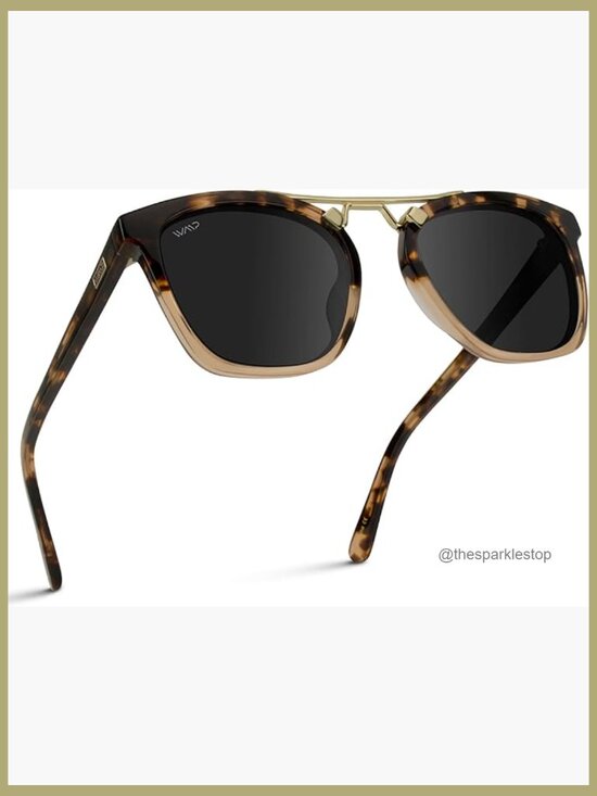 Oversized Polarized Sunglasses with Acetate Frame and Metal Bridge